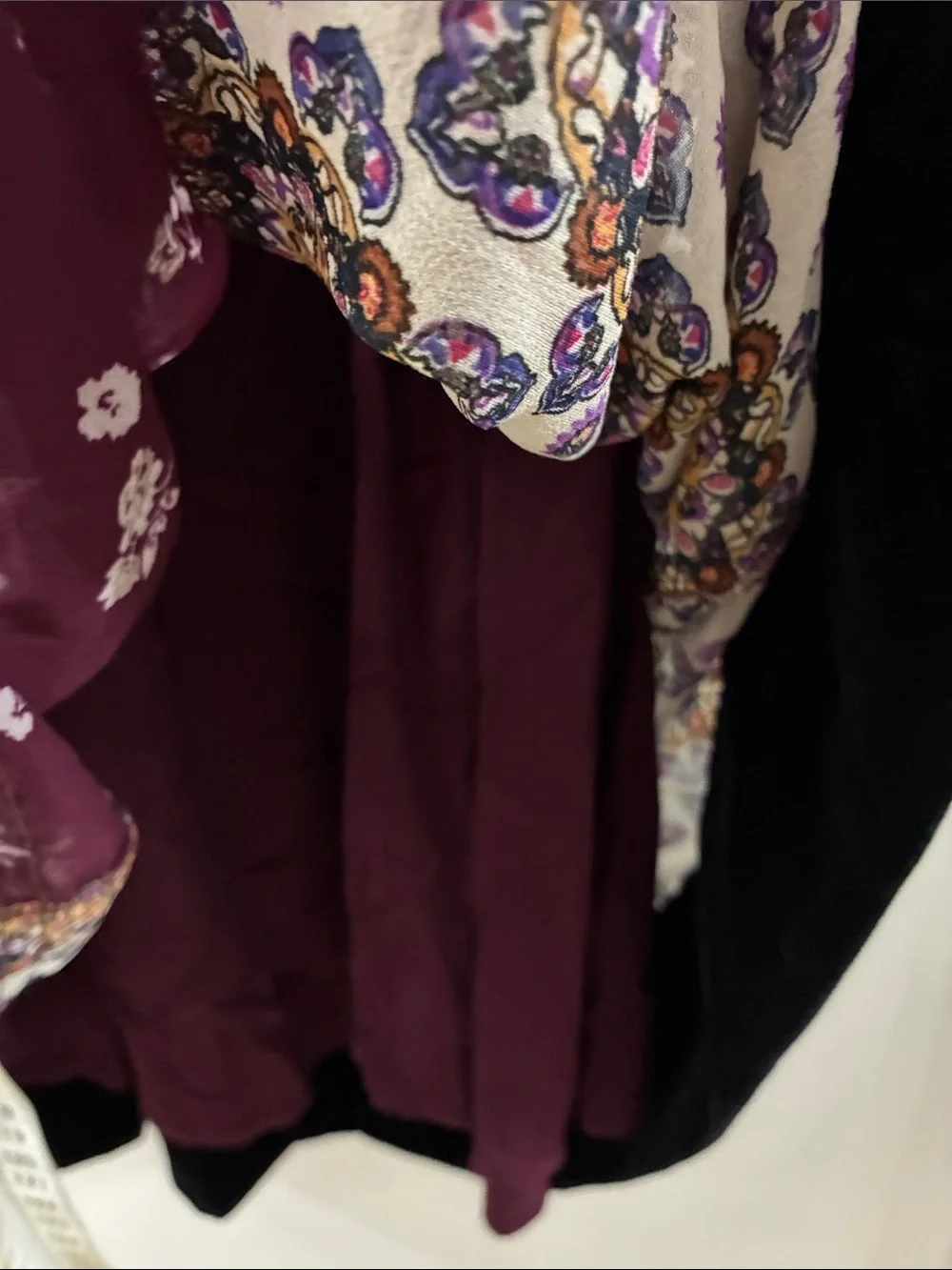 Maeve Anthropologie- Boho Floral Patchwork Dress - Burgundy & Navy - small